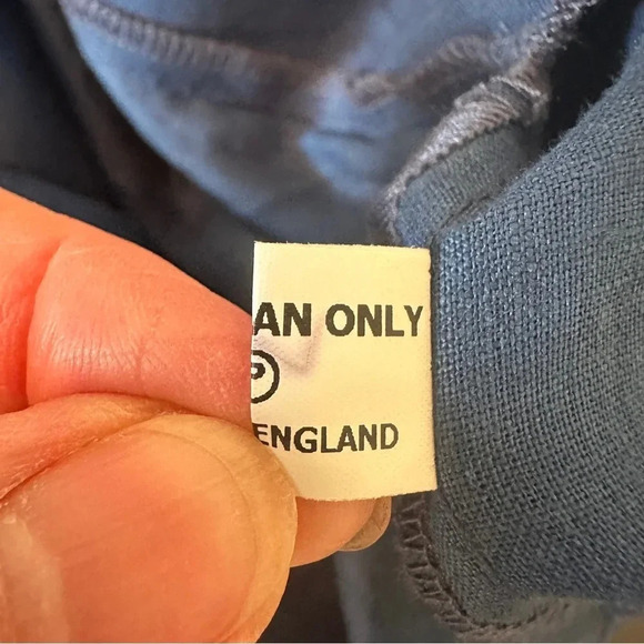 MARVIN BROWNE LONDON Spitalfields Navy Blue‎ Linen Shift Dress Pockets L - Picture 10 of 12